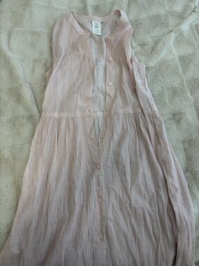 (no brand) Girls Sleeveless Button-Front Pink Dress